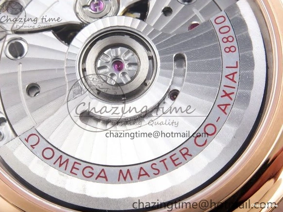 0219 Modern De Ville Date RG MKF 1:1 Best Edition White Textured Dial Roman Marker on Brown Leather Strap A 7752